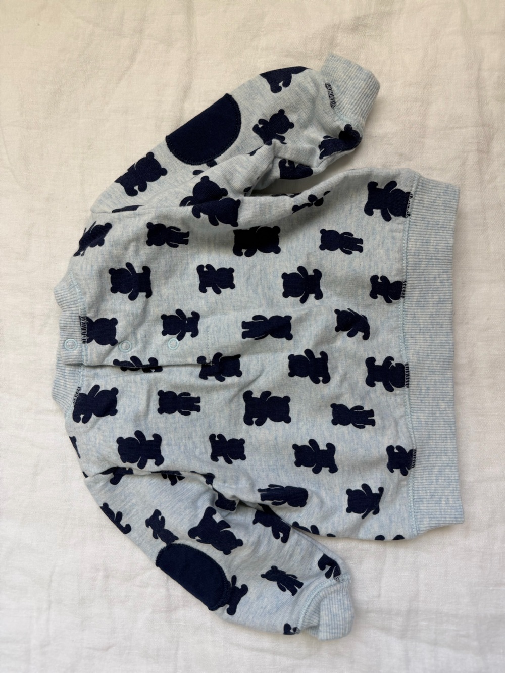 Little Me Light Gray Jacket with Navy Bear Print